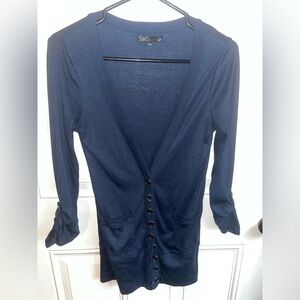Streetwear Society | Long Blue Button up Cardigan